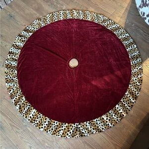 Beautiful Maroon/Red Leopard Cheetah Print Christmas Tree Skirt